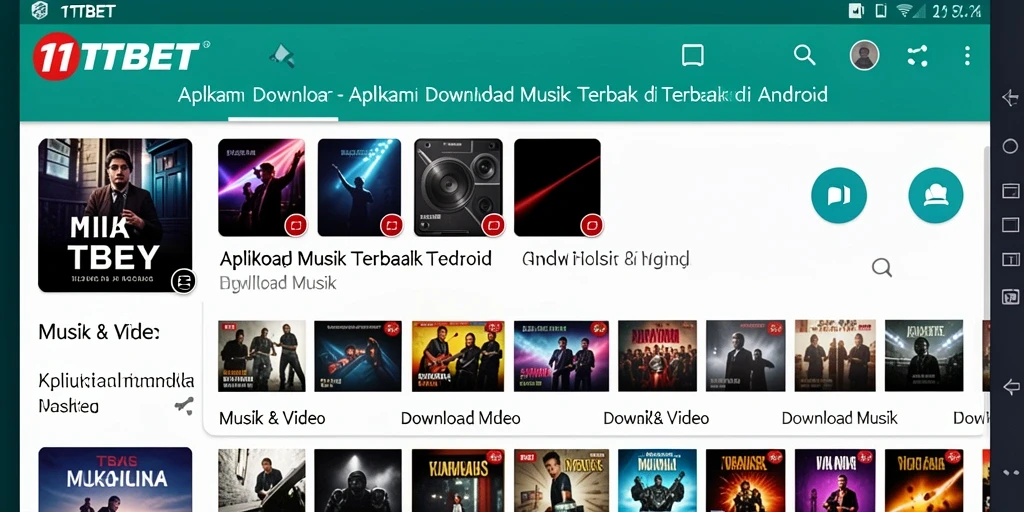 Antarmuka pengguna 11TBET dengan fungsi Download Musik yang sederhana.