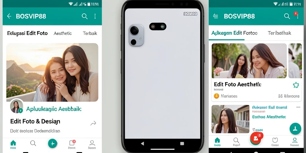Tampilan antarmuka aplikasi Edit Foto Aesthetic yang modern dan user-friendly.