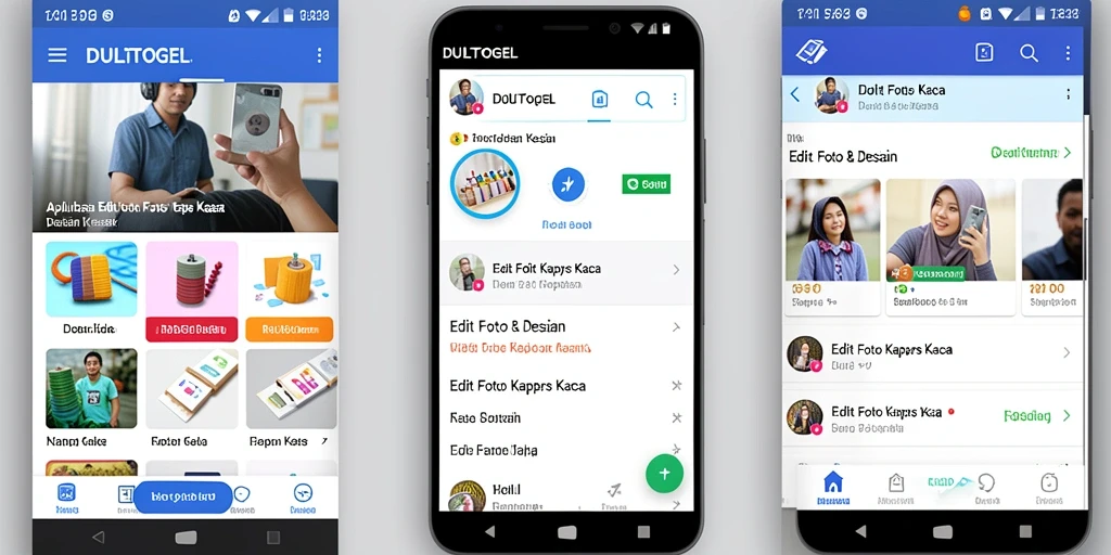 Tampilan utama aplikasi DULTOGEL dengan fitur Edit Foto Kertas Kaca.