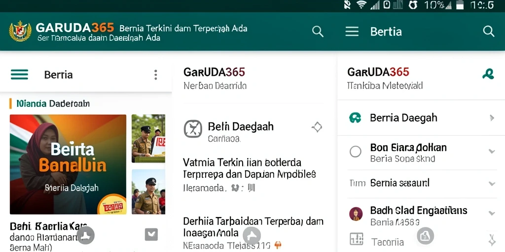 Tampilan antarmuka aplikasi GARUDA365 yang informatif dan menarik.