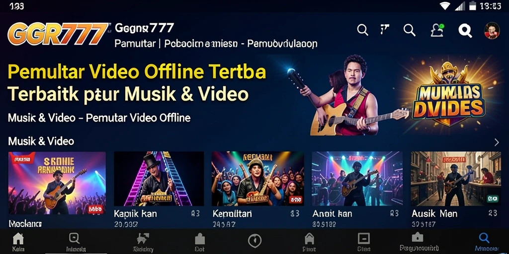 Antarmuka pemutar video offline GGR777 yang simpel dan fungsional.