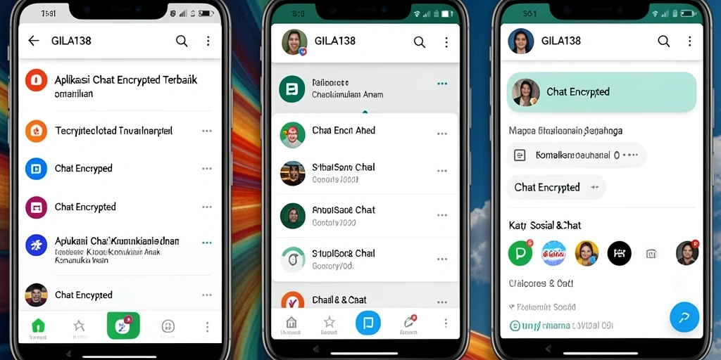 Antarmuka aplikasi GILA138 menunjukkan fitur Chat Encrypted yang aman dan intuitif.
