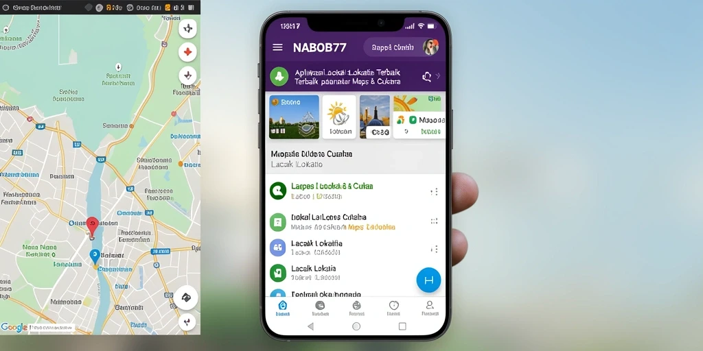 Tampilan antarmuka utama NABOB77 dengan fitur Lacak Lokasi.