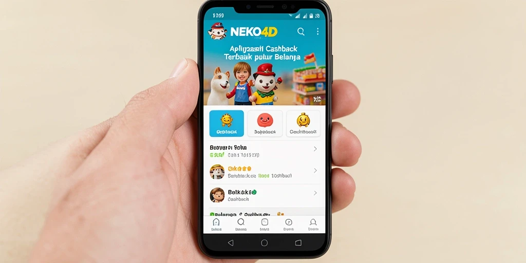 Antarmuka aplikasi NEKO4D dengan fitur Cashback yang menarik.
