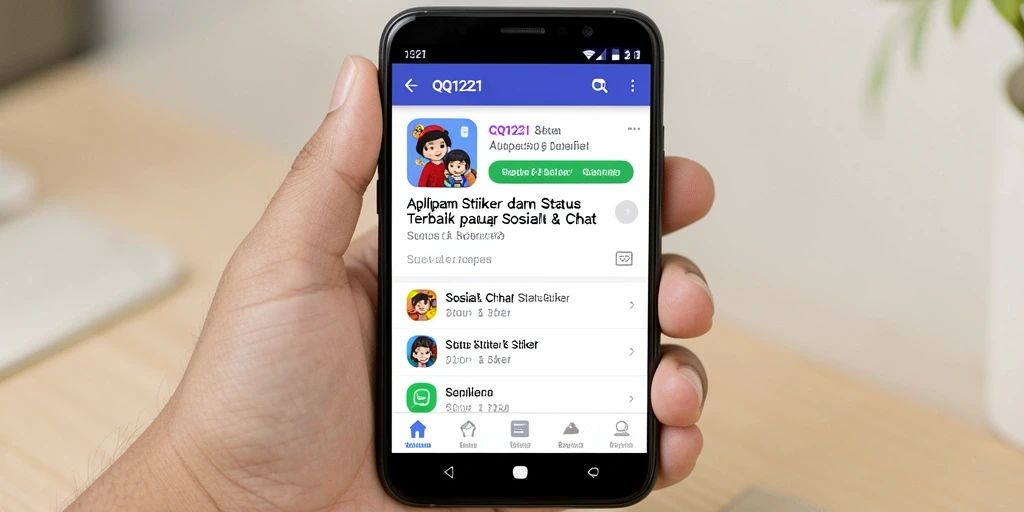 Antarmuka QQ1221 yang menarik dengan pilihan stiker beragam.