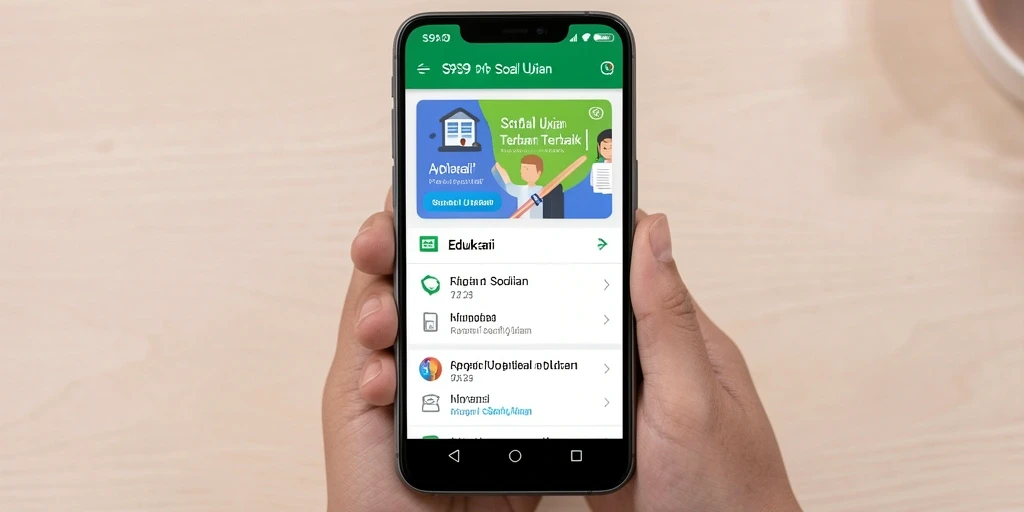 Tampilan antarmuka aplikasi S9S9 untuk Soal Ujian.